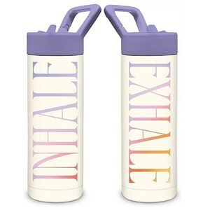 Studio Oh! Inhale Exhale Snap-Hook Insulated Water Bottle with Straw, 20 OZ.